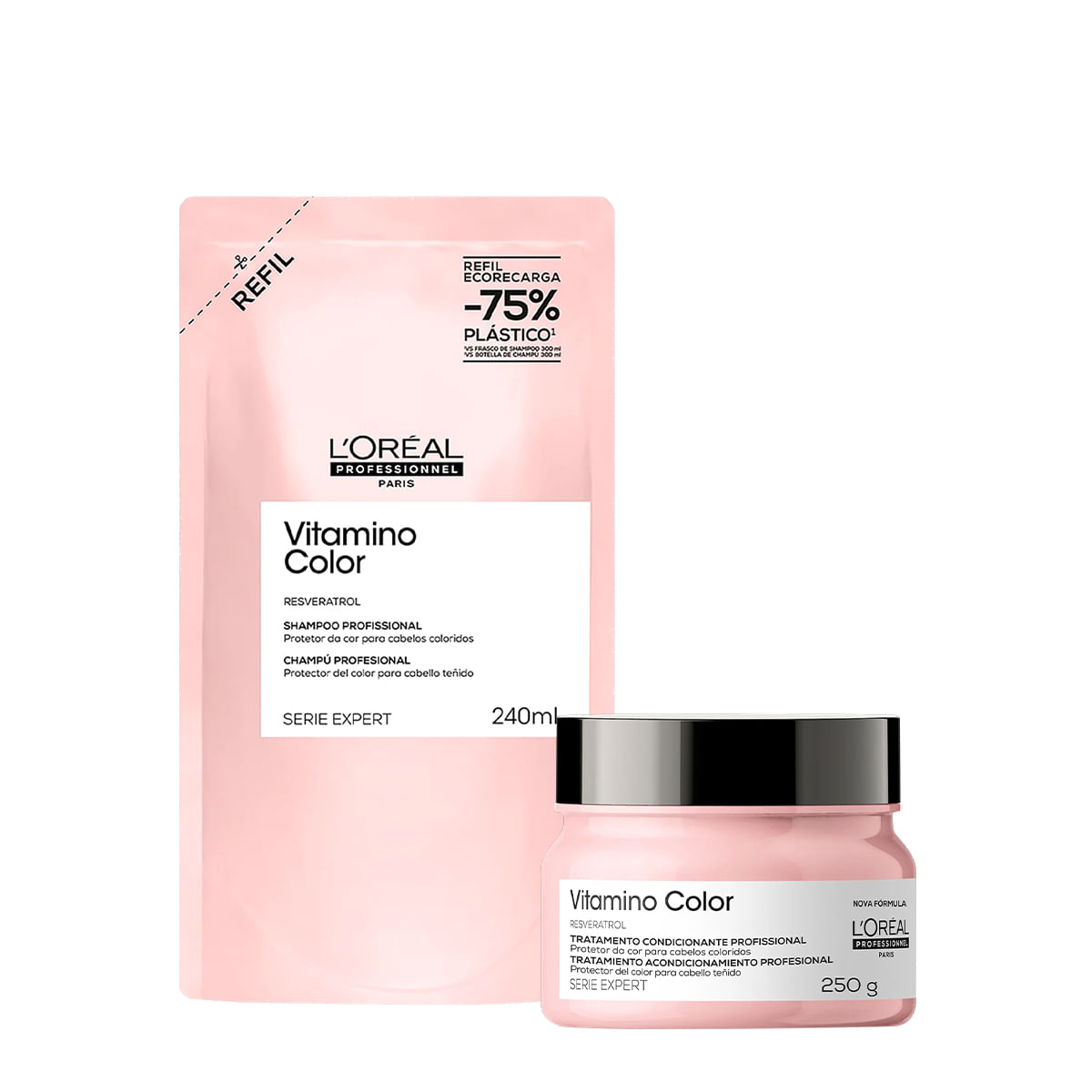 Kit L'Oréal Professionnel Vitamino Color Shampoo Refil Máscara 250 (2 produtos)