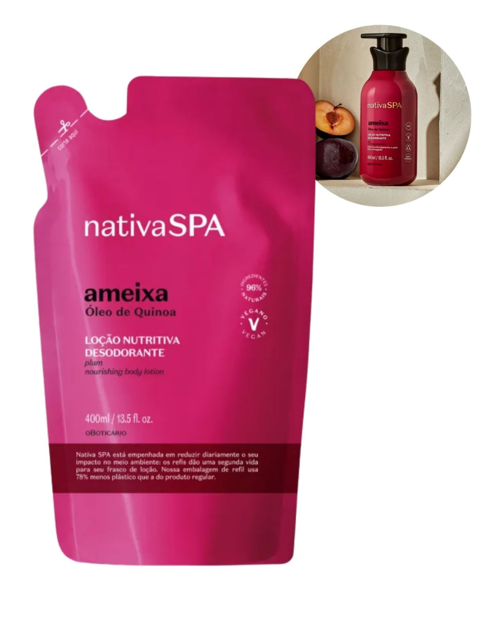 Refil Hidratante Corporal O Boticário Nativa Spa Ameixa 400ml